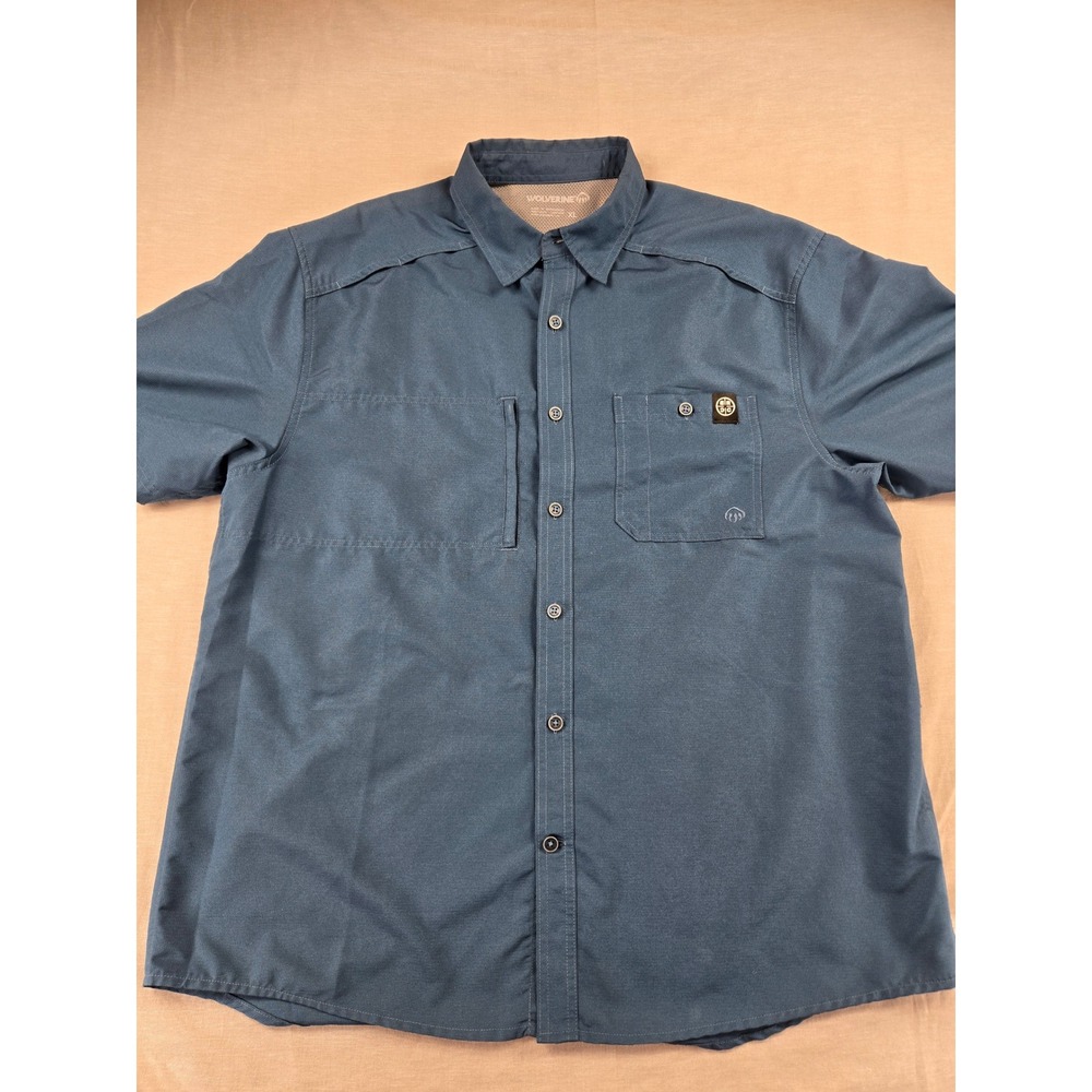 BRCC Wolverine Men XL Short Sleeve Button Down Utility Shirt Blue Vented Pockets